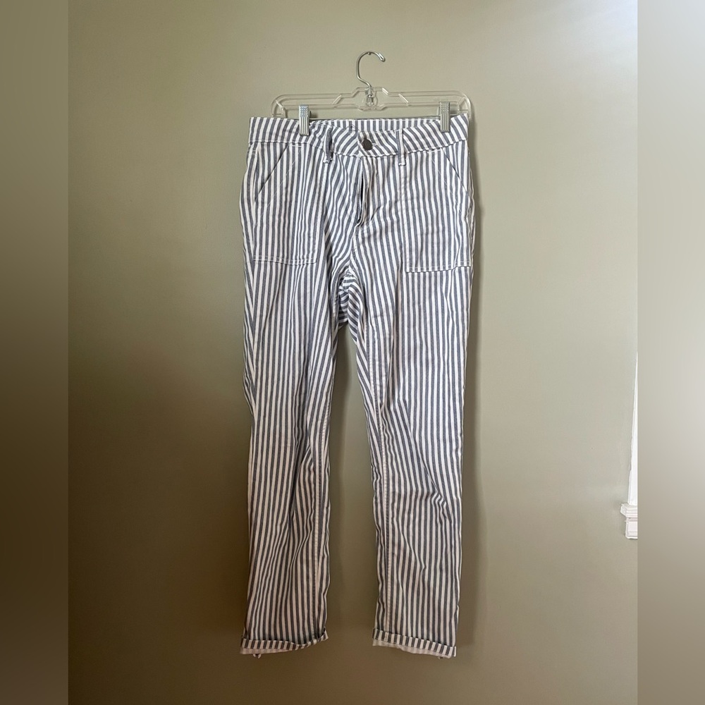 Straight leg, vintage feel striped pants